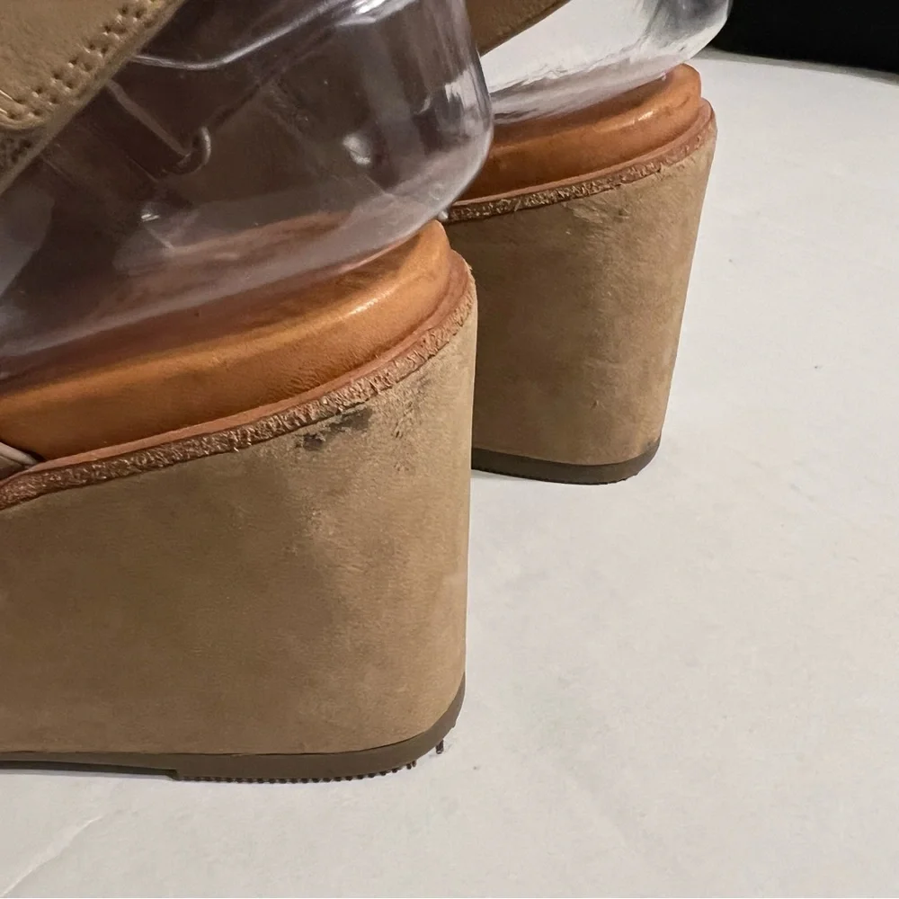 gentle souls Tan Two-Strap Wedge Sandals